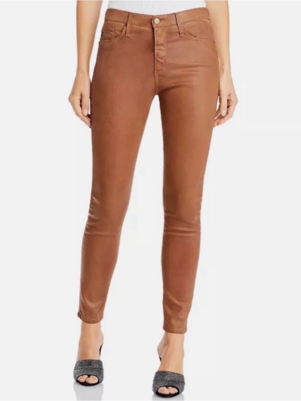 🪄 AG Adriano Goldschmied Farrah Skinny Ankle High-rise Jeans In Leatherette✨